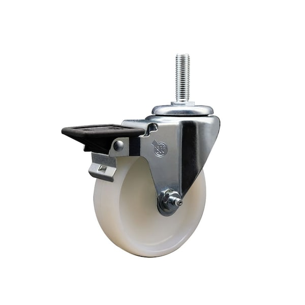 4 Inch Nylon Wheel Swivel 34 Inch Threaded Stem Caster with Brake SCC